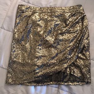 Gold sequin mini skirt
